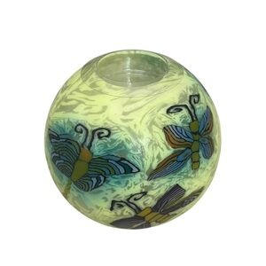 Vintage Handcrafted Butterfly Dragonfly Round Sphere Candle